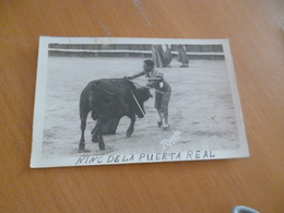 Carte Photo Corrida Torro Taureau  Nino De La Puerta Real - Stierkampf