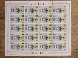 Zaire 1990, Conference Flag Banner Emblem Fahne Vlag Drapeau, Compleet Sheet With Overprint / Surcharge **, MNH - Unused Stamps