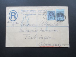 GB 1891 Registered Letter Nr. 89 MeF Oberrand!! Western District Office Nach Tübingen. 5 Stempel - Storia Postale