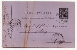 1882--entier Carte Postale  SAGE 10c Noir -cachet  RODEZ-Aveyron-12  Et  Albi--Tarn - Cartes Postales Types Et TSC (avant 1995)