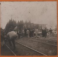 Photo Originale Stereo RAFFELE CRAU St Raphael ? Cagnes ? Train Gare Déraillement Accident - Stereoscopic