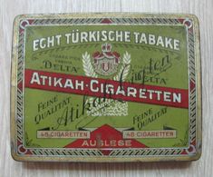 AC - ATIKAH CUGARETTEN ECHT TURKISCHE TABAKE CIGARETTE TOBACCO EMPTY VINTAGE TIN BOX - Schnupftabakdosen (leer)