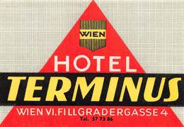 D7854 "HOTEL TERMINUS - WIEN - WIEN VI. FILLGRANDERGASSE 4 " ETICHETTA ORIGINALE - ORIGINAL LABEL - Etiquettes D'hotels