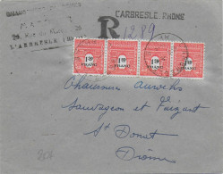 RECOMMANDE PROVISOIRE - 1945 - LETTRE De L'ARBRESLE (RHONE) => ST DONAT - ARC DE TRIOMPHE - 1944-45 Triomfboog