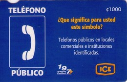 TARJETA TELEFONICA DE COSTA RICA. (PREPAGO). TELEFONO PUBLICO. 019 - Costa Rica