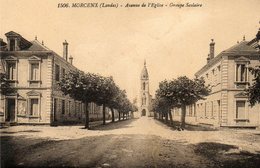 CPA - MORCENX (40) - Aspect De La Mairie, Du Groupe Scolaire Et De L'avenue De L'Eglise En 1928 - Morcenx