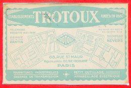 PUBLICITE - Etablissement TROTOUX 88 Rue St Maur Paris - Petit Outilage - Advertising
