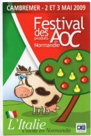 Carte Promotionnelle Du Festival Des Produits AOC En Normandie à Cambremer En 2009 - Publicité