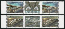 SERBIA/ SERBIEN/ SRBIJA -EUROPA 2018 -"PUENTES.- BRIDGES - BRÜCKEN - PONTS" - 2 SERIES+ VIÑETA En HORIZONTAL GUTTER PAIR - 2018