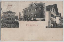 Gruss Aus Zizers - Rathaus, Restaurant Zum Löwen, Radfahrer Hilfestation, Animee - Zizers