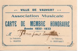 30 VAUVERT CARTE DE MEMBRE  MUSIQUE GARD - Cartes De Visite