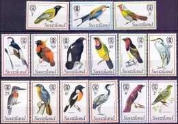 Swaziland 1976,  Definitives, Birds 15V MNH. - Swaziland (1968-...)