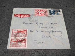 FRANCE A.F.E. AFRICA EQUATORIALE FRANCAISE CIRCULATED COVER BRAZZAVILLE TO FRANCE W/ 2 AIRMAIL STAMPS 1945 - Covers & Documents