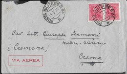 ETIOPIA - POSTA MILITARE N.84 (1- P4) SU BUSTA VIA AEREA 11.03.1937 PER CREMA - Ethiopia