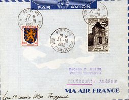 Paris-Touggourt 31/10/1952 - Air France - 1960-.... Covers & Documents