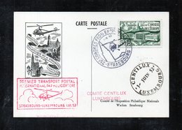 1er Transport Postal Par Hélicoptère - Strasbourg Luxembourg - 01/06/1952 - 1960-.... Cartas & Documentos