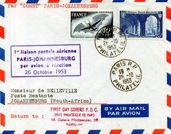 1ere Liaison Postale Paris-Johannesburg 26/10/1953 - 1960-.... Cartas & Documentos