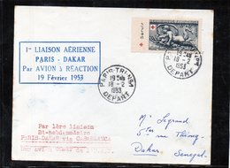 1ere Liaison Aérienne Paris-Dakar Par Avion A Réaction 19/02/1953 - 1960-.... Cartas & Documentos