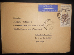 Pologne Poste Aerienne Lettre De Warszawa 1961 Pour Paris - Avions