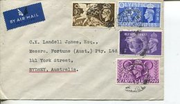 (875) UK Cover Posted To Australia NSW - 1948 London Olympic Games Set Of Stamps (note Special Message At Back) - Zomer 1948: Londen