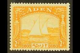 1937 2r Yellow Dhow, SG 10, Very Fine Lightly Hinged Mint. For More Images, Please Visit Http://www.sandafayre.com/itemd - Aden (1854-1963)