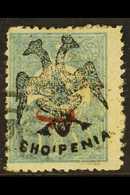 1913 1pi Bright Blue Of Turkey, Plate I, With "Behie" Overprint In Red, And Handstamped With Eagle, SG 14 Or Michel 14,  - Albanien