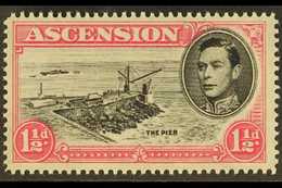 1938-53 1½d Black And Carmine, CUT MAST AND RAILINGS, SG 40deb, Superb Never Hinged Mint. For More Images, Please Visit  - Ascension