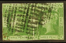 NEW SOUTH WALES 1852 3d Green, SG 66, Used PAIR With 4 Small Margins, Tiny Thin Spot On One. Elusive Multiple. For More  - Other & Unclassified