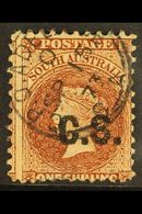 SOUTH AUSTRALIA DEPARTMENTALS "C.S." (Chief Secretary) 1870 1s Chestnut, Perf 11½x10, SG 108, Ovptd "C.S." Fine Used, Sm - Autres & Non Classés