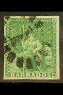 1855-58 (½d) Green, SG 8, Fine Used With 4 Margins. For More Images, Please Visit Http://www.sandafayre.com/itemdetails. - Barbades (...-1966)