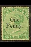 1875 1d On 1s Green, SG 17, Mint With Large Part Original Gum.  For More Images, Please Visit Http://www.sandafayre.com/ - Bermuda