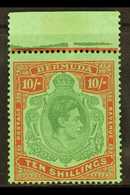 1946 10s Deep Green And Dull Red On Green (emerald Back), SG 119d, Never Hinged Mint Upper Marginal Example. For More Im - Bermudes