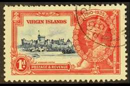 1935 1d Deep Blue And Scarlet, Silver Jubilee, Variety "Kite And Horizontal Log", SG 103l, Very Lightly Used, Few Nibble - Britse Maagdeneilanden