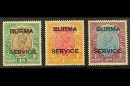 1937 OFFICIAL 1r, 2r And 5r SG O11/13, Fine Mint. (3 Stamps) For More Images, Please Visit Http://www.sandafayre.com/ite - Birmania (...-1947)