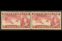 1937 15c Claret Perf 13½ (line) Harp Seal PAIR WITH & WITHOUT WATERMARK, SG 263ca, Never Hinged Mint. For More Images, P - Andere & Zonder Classificatie