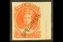 1860-63 12½c Imperf Plate Proof In Vermilion, Unitrade 13 TCii, With "SPECIMEN" Opt And Part Imprint At Right. For More  - Altri & Non Classificati