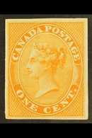 1859 1c Queen Imperf Colour Trial In Orange, Unitrade 14 TCii, Fine. For More Images, Please Visit Http://www.sandafayre - Other & Unclassified