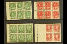 1911-1935 BOOKLET PANES 1911-22 1c Deep Yellow-green & 2c Deep Rose-red Panes Of 6 (SG 199a & 201a), 1928-29 2c Green Pa - Other & Unclassified