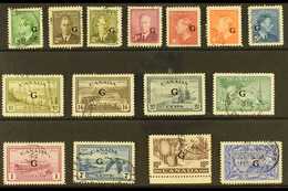 OFFICIALS - "G" OVERPRINTS With 1950-52 Complete Set Of 13, Plus 1950 10c "Drying Furs" And $1 "Fisherman", SG O178/O192 - Sonstige & Ohne Zuordnung