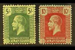 1921-6 5s Yellow-green On Pale Yellow & 10s Carmine On Green, Wmk Mult. Crown CA, SG 64, 67, Very Fine Mint (2 Stamps).  - Cayman Islands