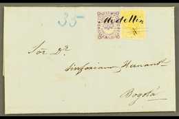 1871 (4 DEC) ENTIRE LETTER From Medellin To Bogota Bearing 1868 10c Violet Type II, Scott 54c, And 1870 5c Yellow, Scott - Colombie