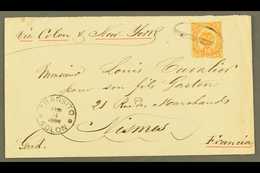 1886 COVER TO FRANCE Bearing 1883 10c Toed By Blurred "MEDELLIN" Oval Cancel With Scarce "TRANSITO / COLON" Very Fine Cd - Kolumbien