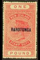 1921-23 £1 Rose-carmine "RAROTONGA" Overprint, SG 80, Fine Mint, Very Fresh. For More Images, Please Visit Http://www.sa - Cookeilanden