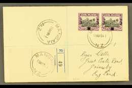 1940 3d On 1½d Black And Purple, SG 130, Horizontal Pair On Neat 1941 "Wells" Envelope Registered MANGAIA To England. Fo - Cookinseln