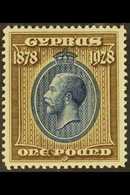 1928 £1 Blue & Bistre-brown 50th Anniv Of British Rule, SG 132, Superb Never Hinged Mint, Very Fresh. For More Images, P - Andere & Zonder Classificatie