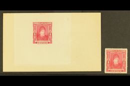 1947 1c Carmine Isidro Menendez (SG 950, Scott 596) - A DIE PROOF Affixed To Sunken Card, With American Bank Note Compan - Salvador