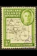 1946-9 ½d Black & Green, EXTRA ISLAND FLAW On Thick & Coarse Map Issue, SG G1aa, Very Fine Used. For More Images, Please - Falkland