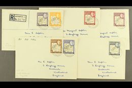 1952 - 1953 COVERS Selection Of Covers To UK (no Back Flaps) Franked With Range Of Clear And Coarse Map Values To 1s. (5 - Falkland