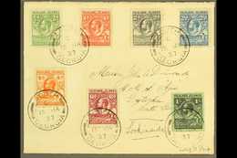 SOUTH GEORGIA Falkland Is 1929-37 "Whale And Penguins" Set Complete To 1s Tied To Env Addressed To Officer On Board HMS  - Falkland