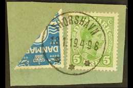 1919 4o Blue BISECTED Locally Together With 5o Stamp (Facit 1a, SG 176a), Very Fine Used On Piece Tied By "Thorshavn 18. - Isole Faroer